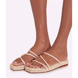 St. Agni Jackie Raffia Espadrille Flat Sandals In Ecru size 39